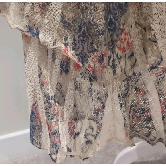 Reba Women's M Boho Cowgirl Western Peasant Lace Knit Mesh High Low Skirt - Picture 4 of 13